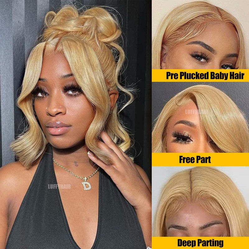 LUFFYHAIR Long Wavy Brazilian Remy Human Hair Wig