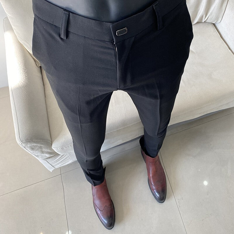 QUHNBGY Men's Slim-Fit Suit Pants