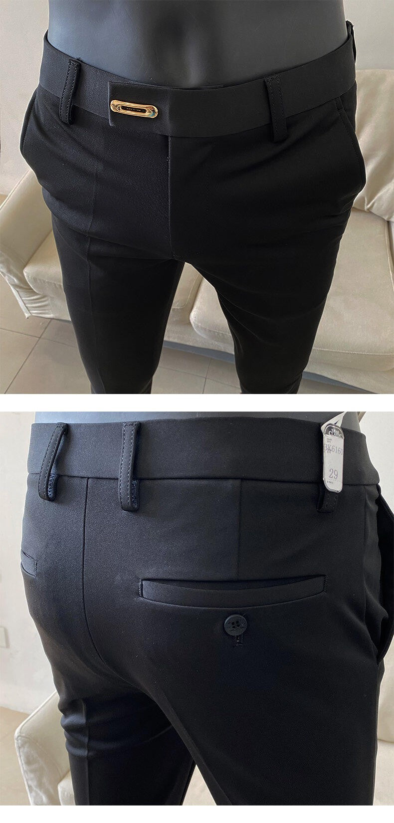 QUHNBGY Men's Slim-Fit Suit Pants