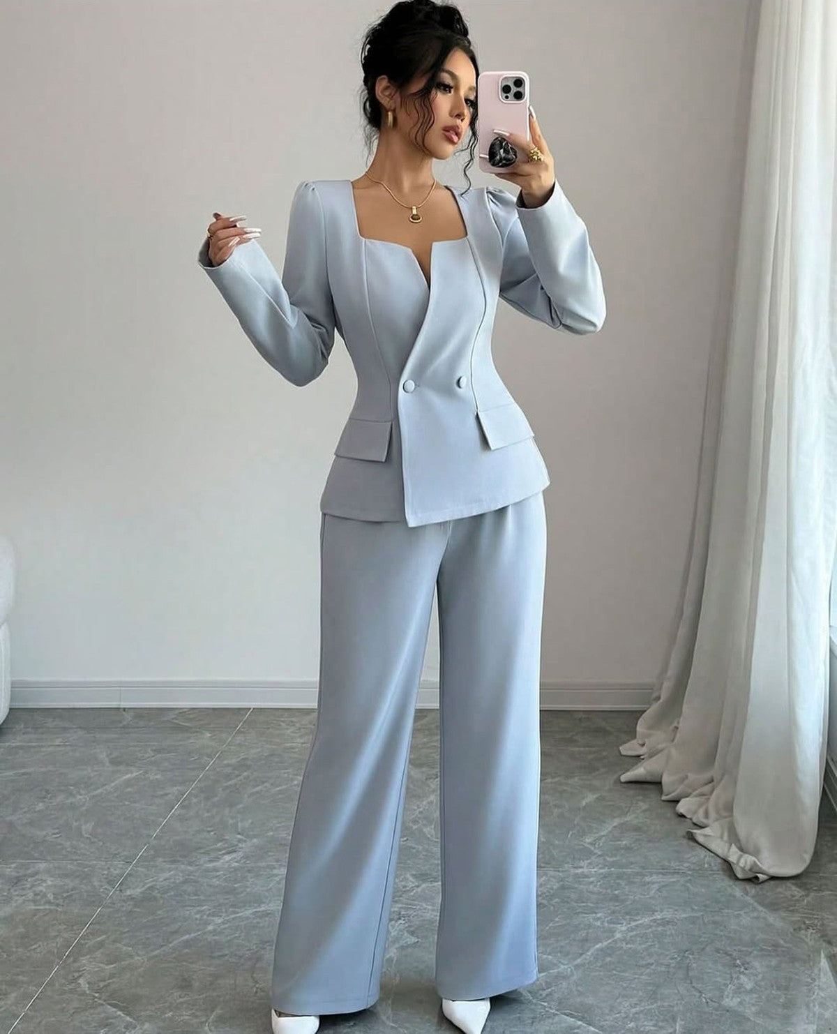 Fashion Office Lady Women Suits 2 Pieces Heart Neck Blazer Jacket Custom Wedding Suits Evening Party Formal Wear Fashion Office Lady Women Suits 2 Pieces Heart Neck Blazer Jacket Custom Wedding Suits Evening Party Formal Wear