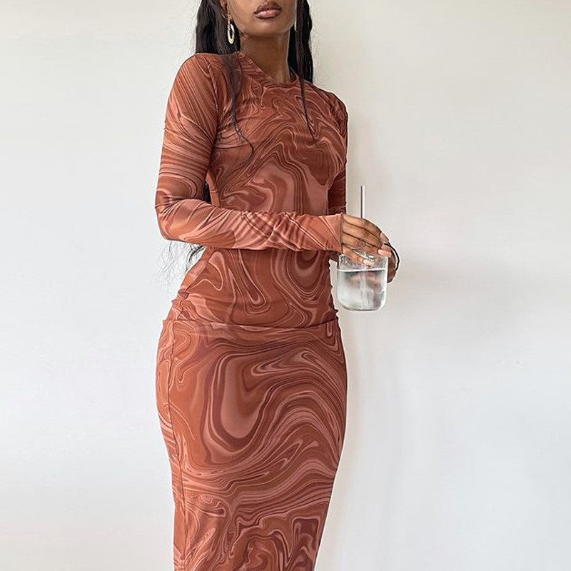 Long Sleeve Bodycon Dresses for Women Evening Party Outfits O Neck Mid Calf Sexy Vestidos De Mujer One Piece Outfits StreetwearLong Sleeve Bodycon Dresses for Women Evening Party Outfits O Neck Mid Calf Sexy Vestidos De Mujer One Piece Outfits Streetwear