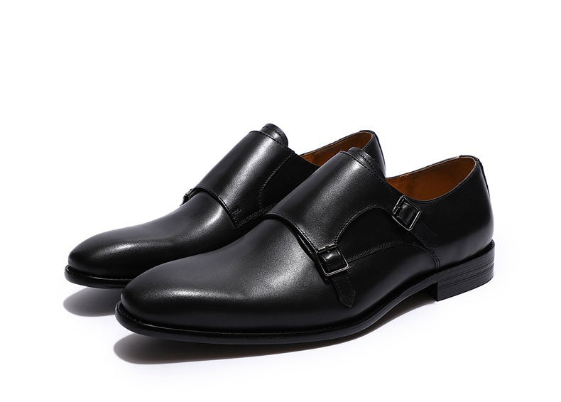 Handmade genuine leather men's oxfords, flat toe, double buckle, monk strap, classic formal shoes, size 6-13 Handmade genuine leather men's oxfords, flat toe, double buckle, monk strap, classic formal shoes, size 6-13