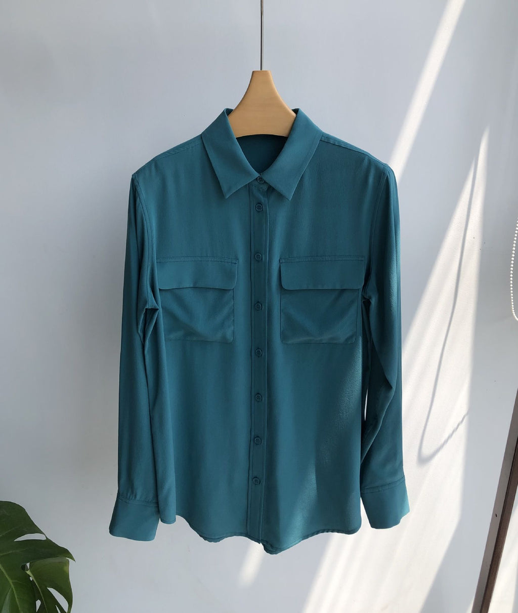39 colors option draped sand-washed mulberry silk shirt blouse women classic