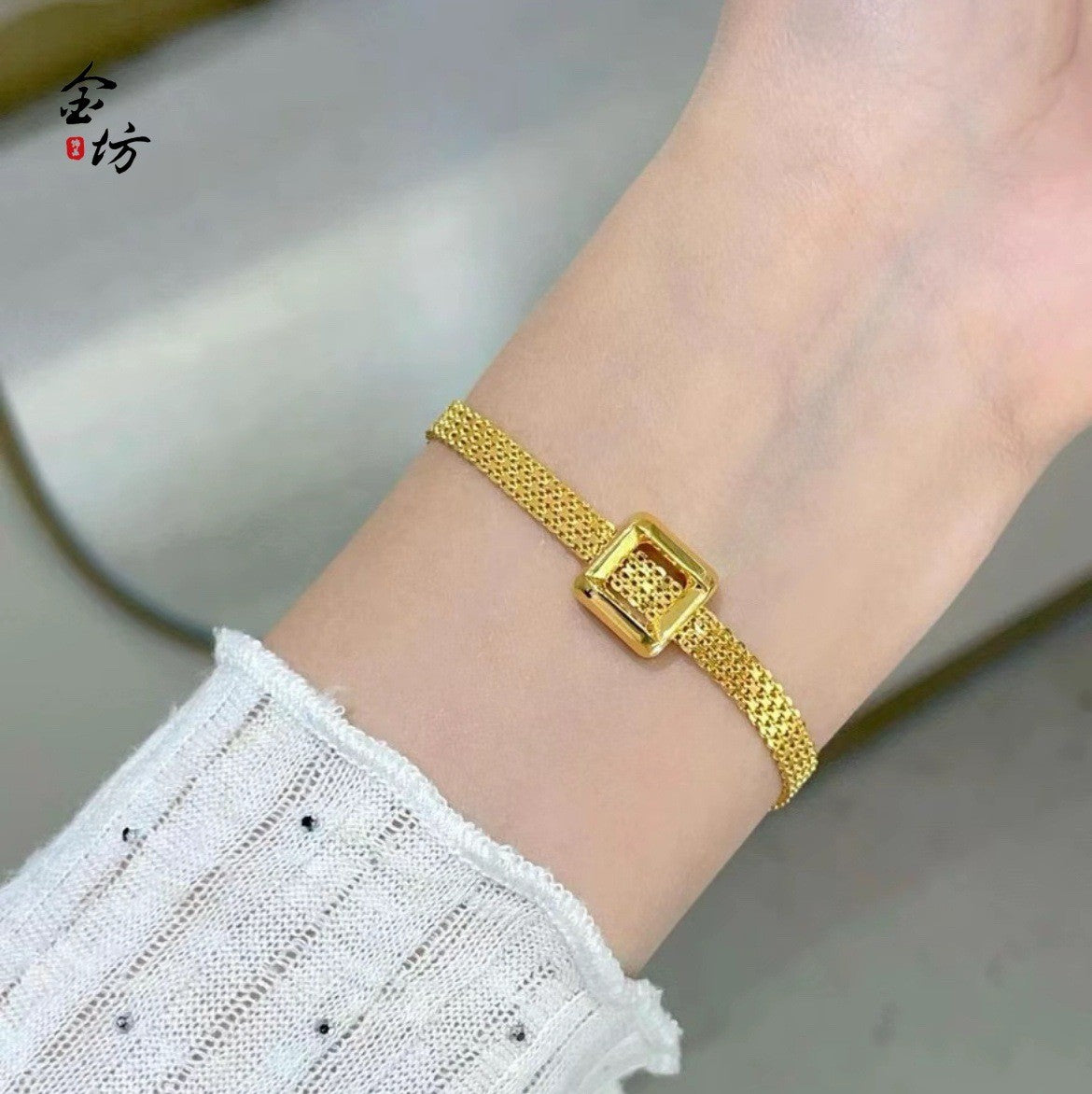 9999 24k Real Gold Years Square Bracelet Lace Square Buckle Shiny Fashion Women Bracelet Accessories 9999 24k Real Gold Years Square Bracelet Lace Square Buckle Shiny Fashion Women Bracelet Accessories