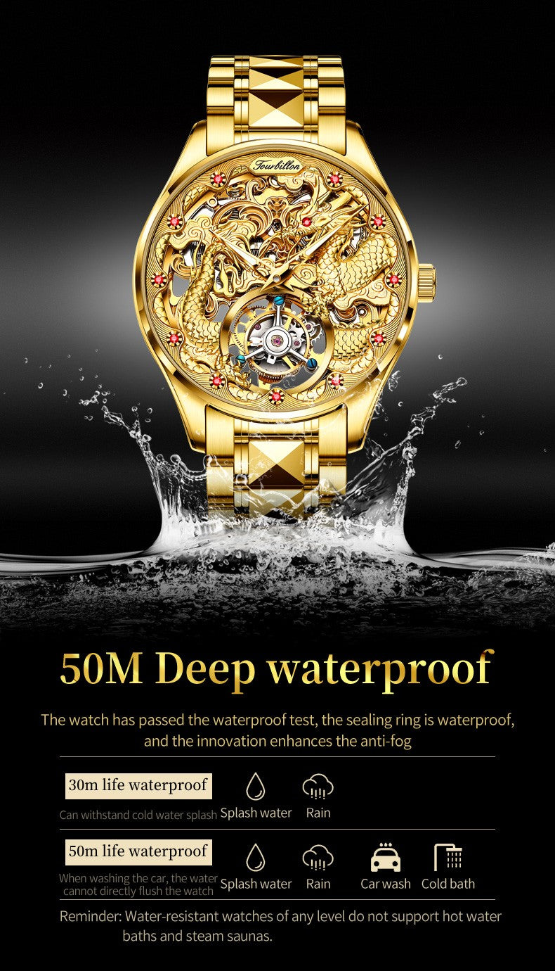 OUPINKE 3176 Tourbillon Watch Men 3D Carved Dragon Tungsten Steel Waterproof Wristwatches Top Layer Swiss Certification Watches OUPINKE 3176 Tourbillon Watch Men 3D Carved Dragon Tungsten Steel Waterproof Wristwatches Top Layer Swiss Certification Watches