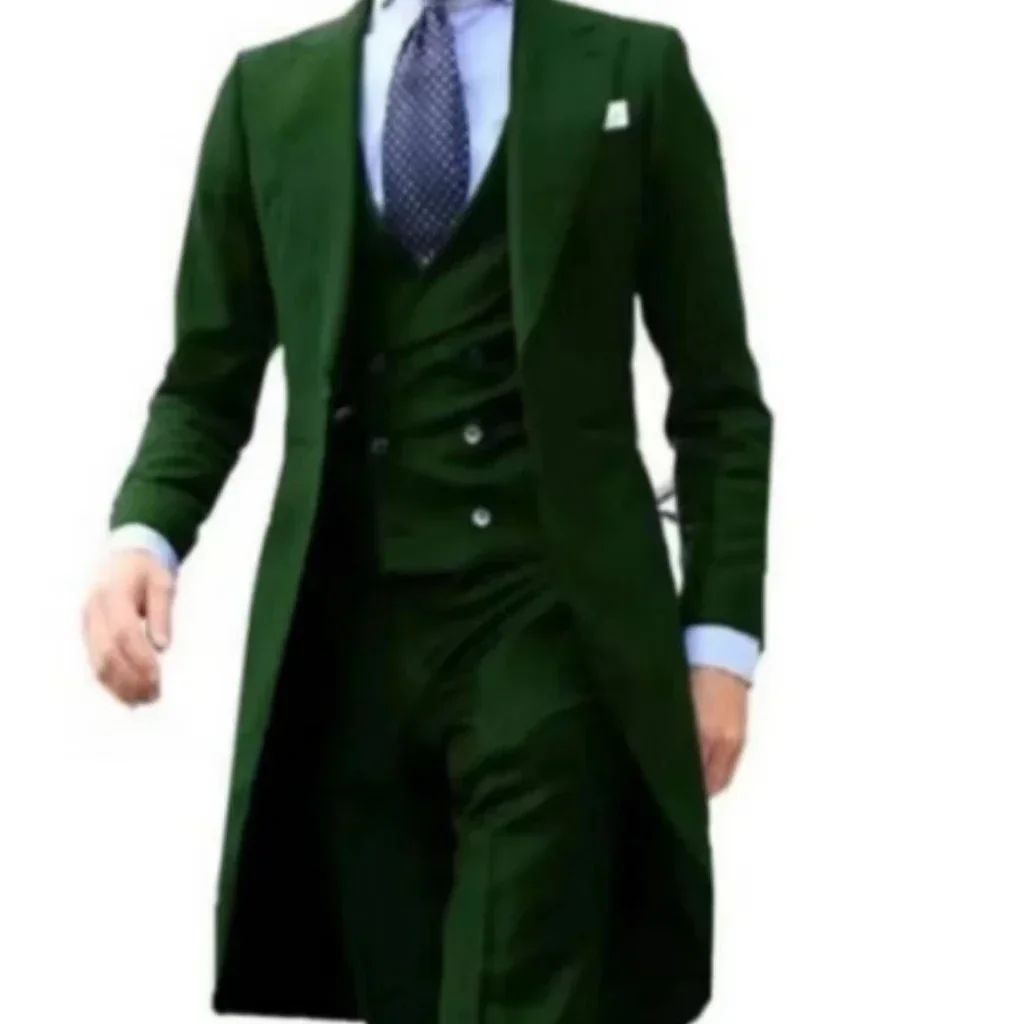 Suits for men peak lapel long tail coat 3 pieces blazer vest and pants set formal wedding dresses ceremony evening party Suits for men peak lapel long tail coat 3 pieces blazer vest and pants set formal wedding dresses ceremony evening party