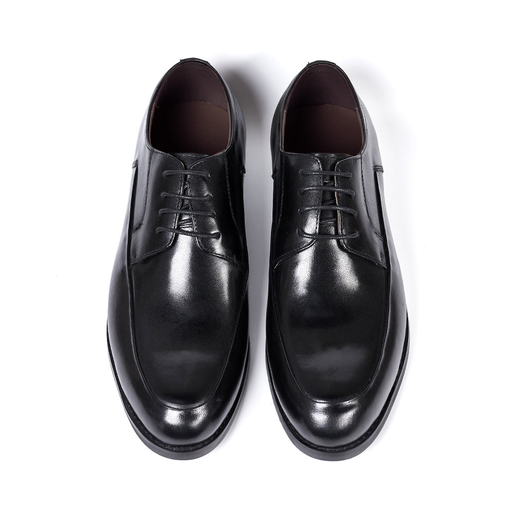 Sapatos derby masculinos estilo italiano, feitos à mão, couro genuíno, bico l