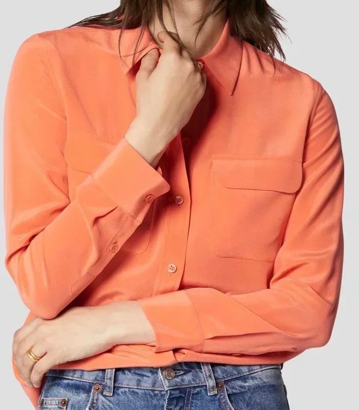 39 colors option draped sand-washed mulberry silk shirt blouse women classic