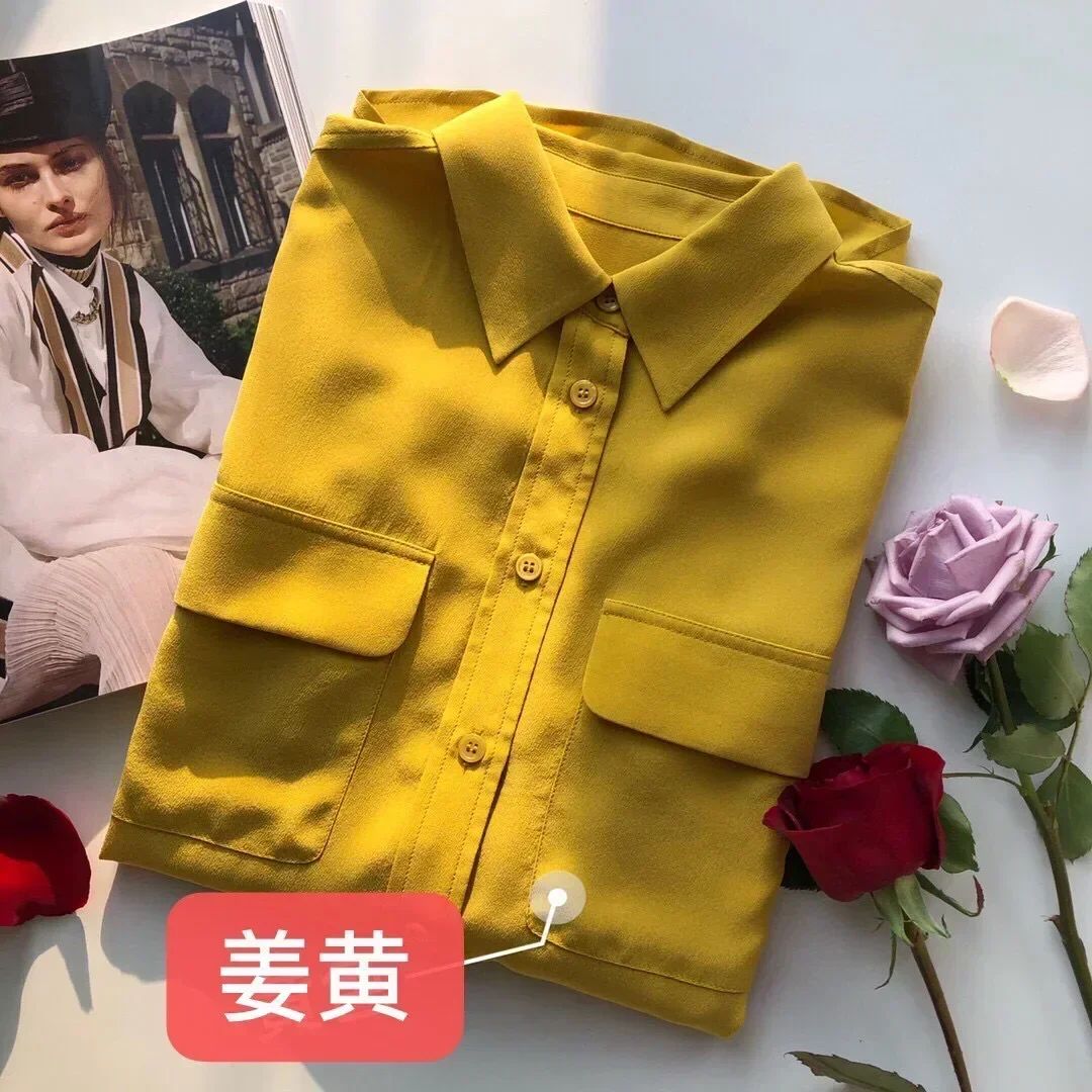 39 colors option draped sand-washed mulberry silk shirt blouse women classic