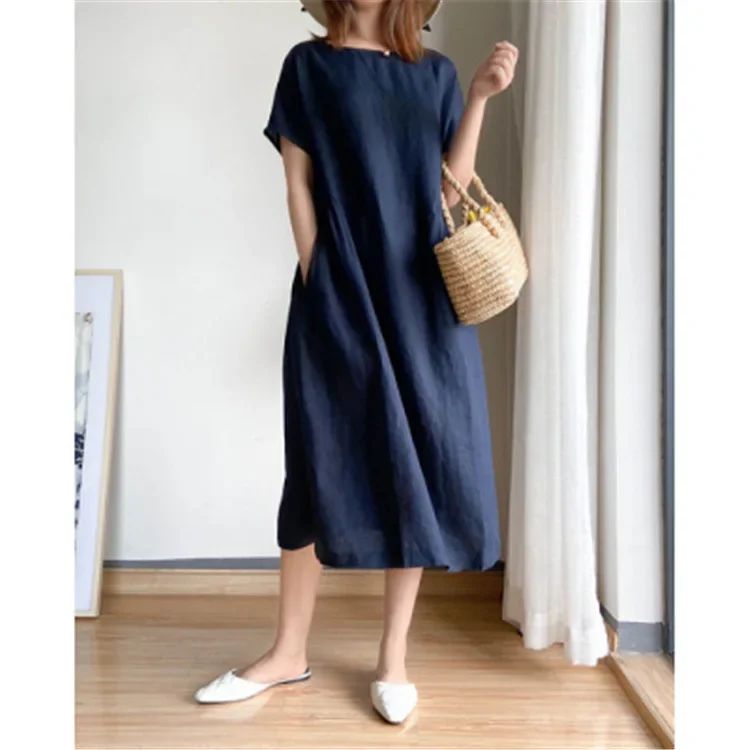 New in Spring Summer Women's Dress Elegant Casual Loose Short Sleeve Tops A-Line Oversize Solid Midi Dresses for Women Clothing New in Spring Summer Women's Dress Elegant Casual Loose Short Sleeve Tops A-Line Oversize Solid Midi Dresses for Women Clothing