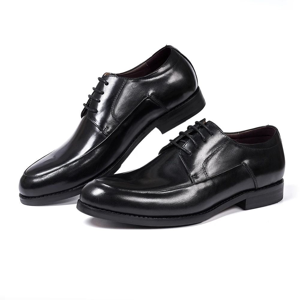 Sapatos derby masculinos estilo italiano, feitos à mão, couro genuíno, bico l