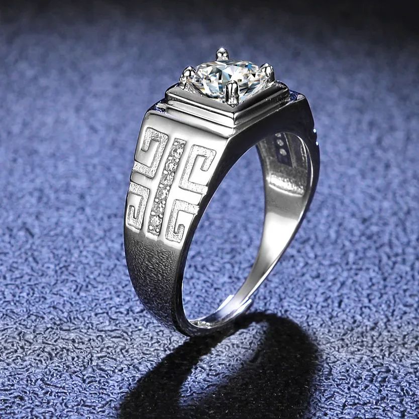 High-end 1 carat moissanite diamond Pt950 men's wedding ring for anniversary celebrations High-end 1 carat moissanite diamond Pt950 men's wedding ring for anniversary celebrations