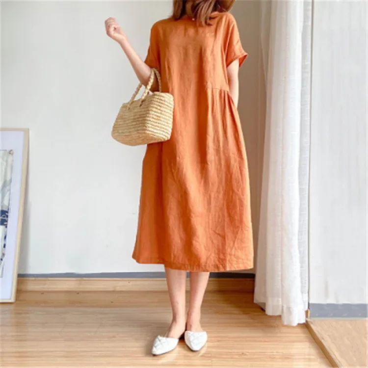 New in Spring Summer Women's Dress Elegant Casual Loose Short Sleeve Tops A-Line Oversize Solid Midi Dresses for Women Clothing New in Spring Summer Women's Dress Elegant Casual Loose Short Sleeve Tops A-Line Oversize Solid Midi Dresses for Women Clothing