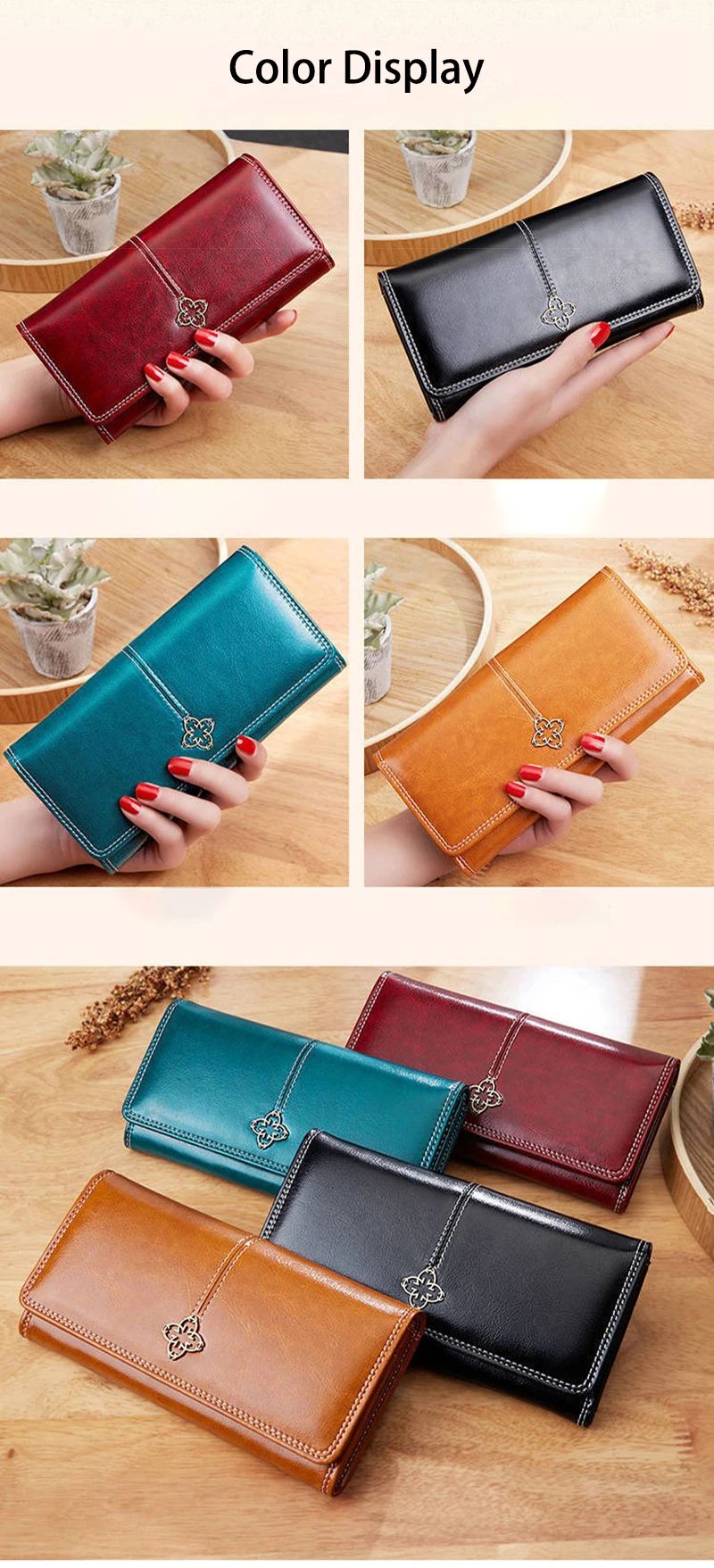 Women's Classic PU Leather Long Wallet