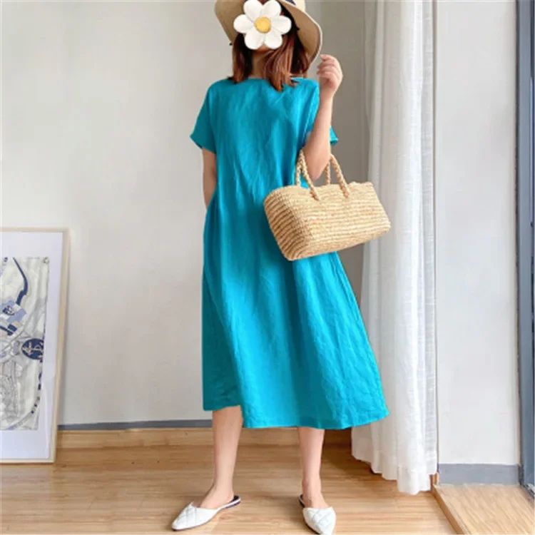 New in Spring Summer Women's Dress Elegant Casual Loose Short Sleeve Tops A-Line Oversize Solid Midi Dresses for Women Clothing New in Spring Summer Women's Dress Elegant Casual Loose Short Sleeve Tops A-Line Oversize Solid Midi Dresses for Women Clothing