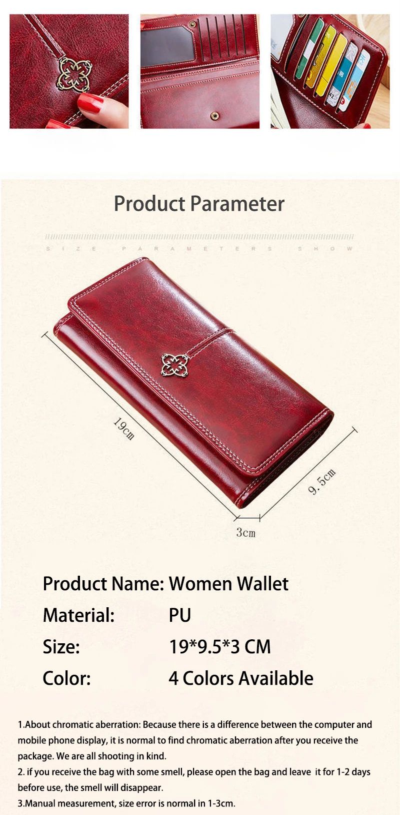 Women's Classic PU Leather Long Wallet