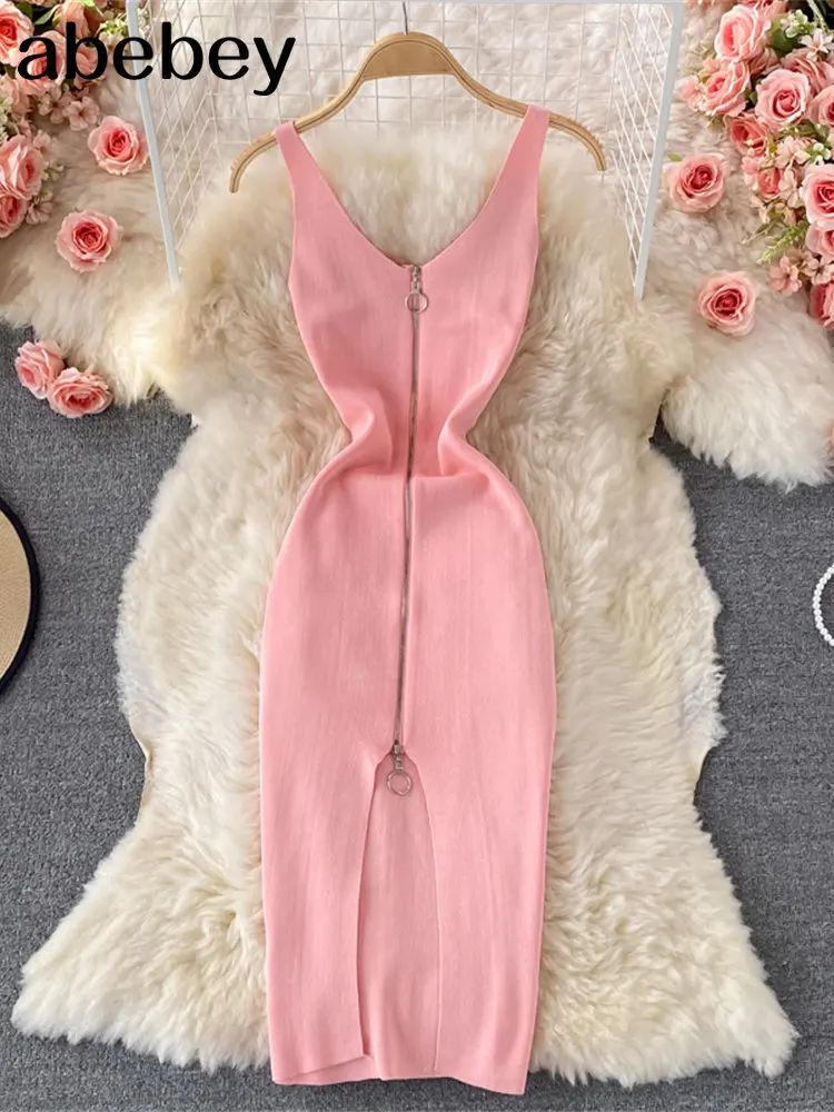 Zipple 2023 Sexy Summer Mesh Strap Dress Women Tank Elastic Waist Bodycon Sundress Female Beach Split Backless Midi Dress Zipple 2023 Sexy Summer Mesh Strap Dress Women Tank Elastic Waist Bodycon Sundress Female Beach Split Backless Midi Dress