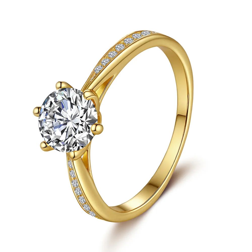 Luxury 100% Real 18k Gold Ring Women's Six-Claw Diamond Ring 6.5mm Round 1ct 1 Carat Moissanite Wedding Ring Luxury 100% Real 18k Gold Ring Women's Six-Claw Diamond Ring 6.5mm Round 1ct 1 Carat Moissanite Wedding Ring