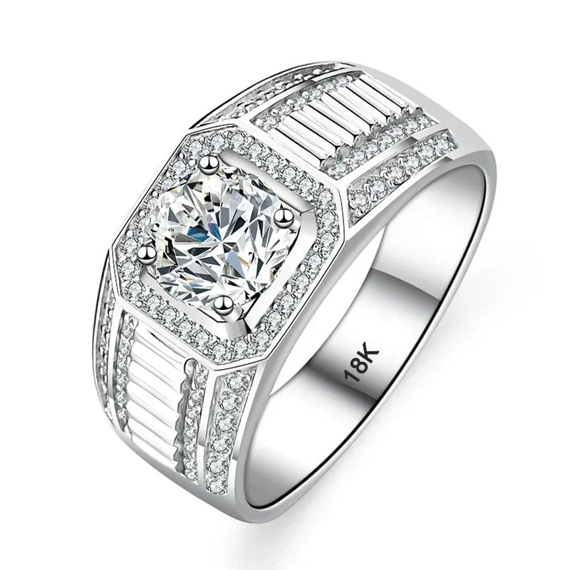 Women's Classic 18K White Gold Moissanite Ring