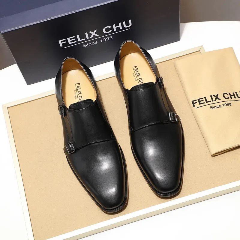 Handmade genuine leather men's oxfords, flat toe, double buckle, monk strap, classic formal shoes, size 6-13 Handmade genuine leather men's oxfords, flat toe, double buckle, monk strap, classic formal shoes, size 6-13