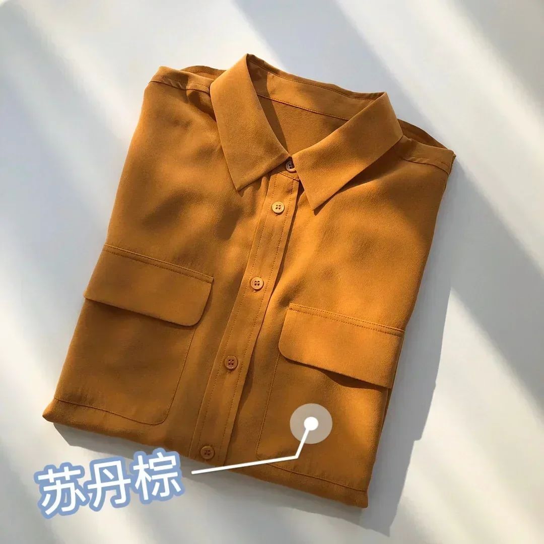 39 colors option draped sand-washed mulberry silk shirt blouse women classic