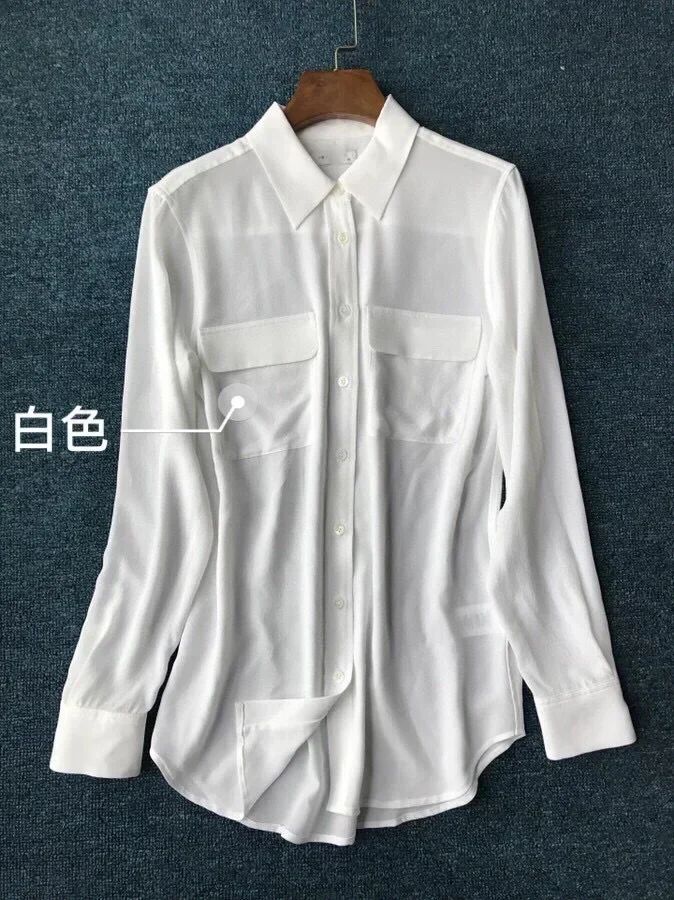 39 colors option draped sand-washed mulberry silk shirt blouse women classic