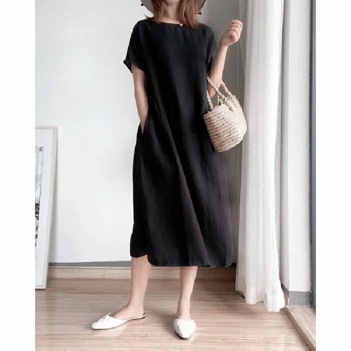 New in Spring Summer Women's Dress Elegant Casual Loose Short Sleeve Tops A-Line Oversize Solid Midi Dresses for Women Clothing New in Spring Summer Women's Dress Elegant Casual Loose Short Sleeve Tops A-Line Oversize Solid Midi Dresses for Women Clothing