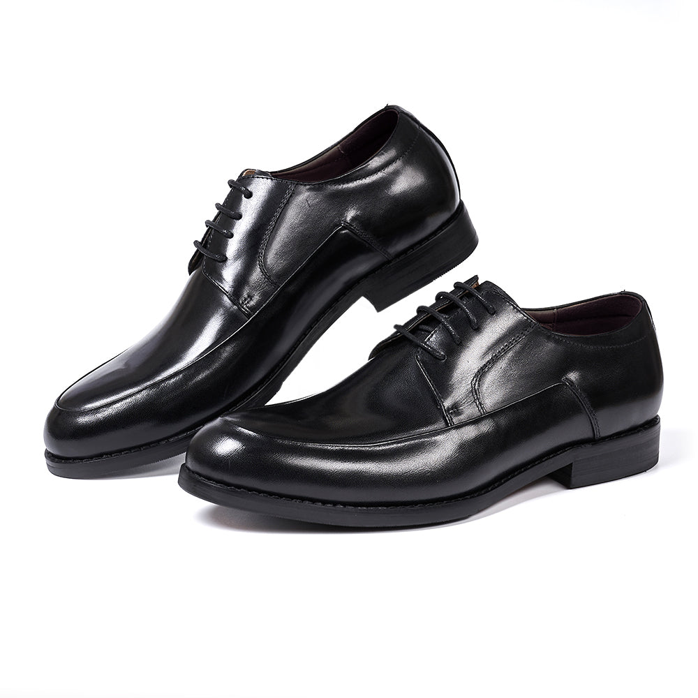 Sapatos derby masculinos estilo italiano, feitos à mão, couro genuíno, bico l