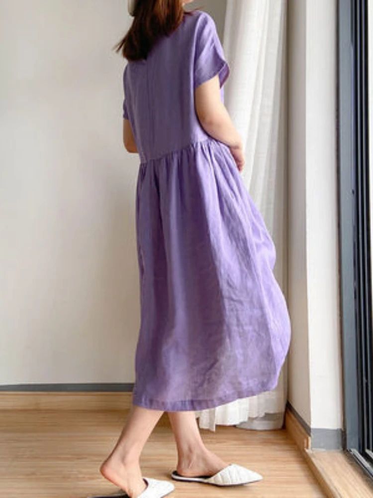 New in Spring Summer Women's Dress Elegant Casual Loose Short Sleeve Tops A-Line Oversize Solid Midi Dresses for Women Clothing New in Spring Summer Women's Dress Elegant Casual Loose Short Sleeve Tops A-Line Oversize Solid Midi Dresses for Women Clothing