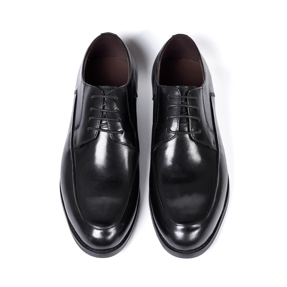Sapatos derby masculinos estilo italiano, feitos à mão, couro genuíno, bico l
