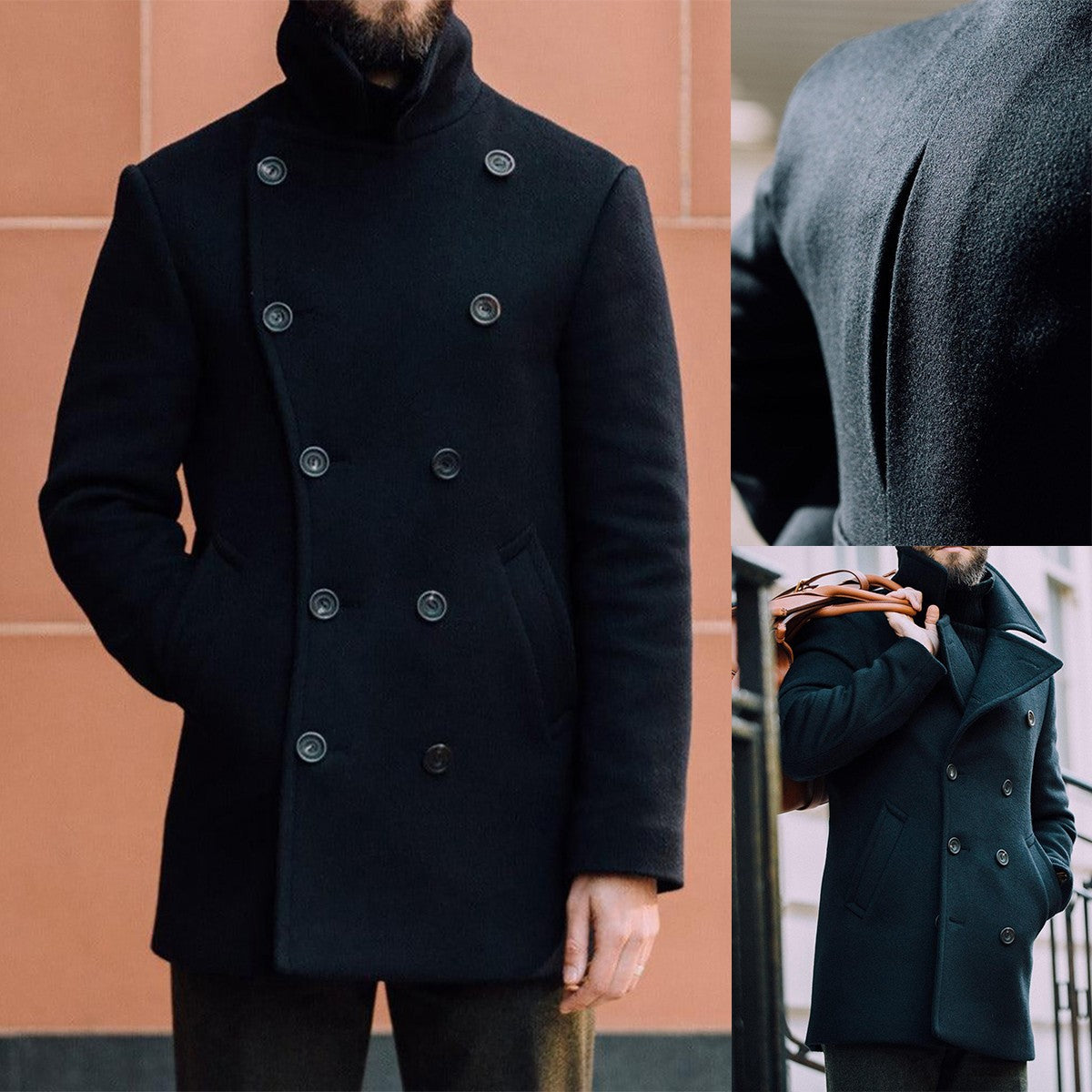 Classic British Style Men's Wool Coat Plus Size Big Lapel Formal Casual Outwear Double Breasted Custom Winter Warm Jacket Classic British Style Men's Wool Coat Plus Size Big Lapel Formal Casual Outwear Double Breasted Custom Winter Warm Jacket