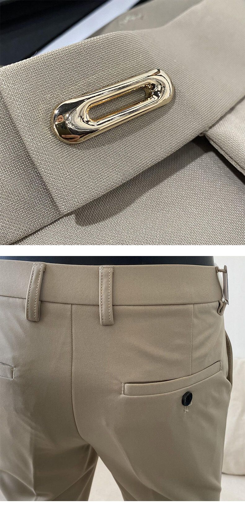 QUHNBGY Men's Slim-Fit Suit Pants