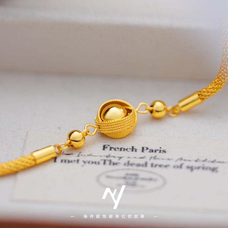 Palace Style 9999 24K Real Gold Braided Bird's Nest Carriage Bead Bracelet for Women 18K Gold Fashion High-End Palace Style 9999 24K Real Gold Braided Bird's Nest Carriage Bead Bracelet for Women 18K Gold Fashion High-End
