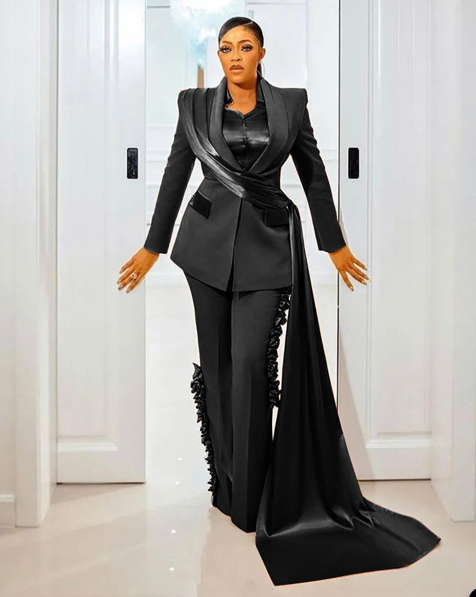 Special Design Women's Pants Suits Plus Size Wedding Blazer Jacket with Wraps Custom Wedding Guest Wear Slim Fit 2 Pieces Special Design Women's Pants Suits Plus Size Wedding Blazer Jacket with Wraps Custom Wedding Guest Wear Slim Fit 2 Pieces