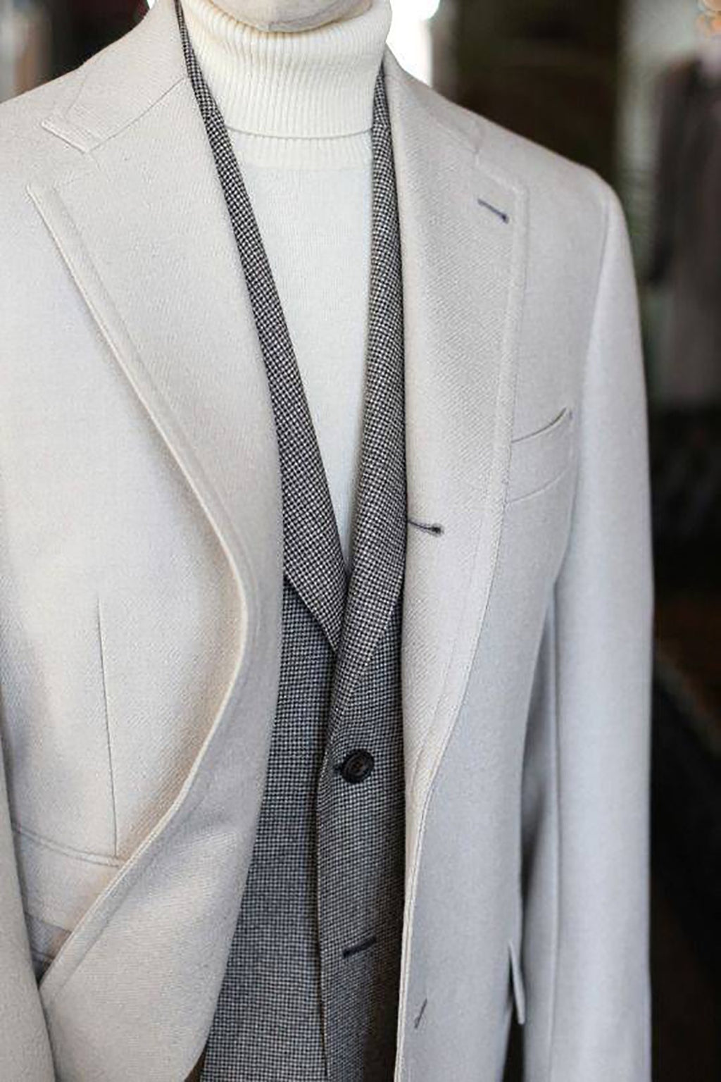 White formal winter wool coat for men thick tweed trench coat double breasted plus size custom casual wearWhite formal winter wool coat for men thick tweed trench coat double breasted plus size custom casual wear