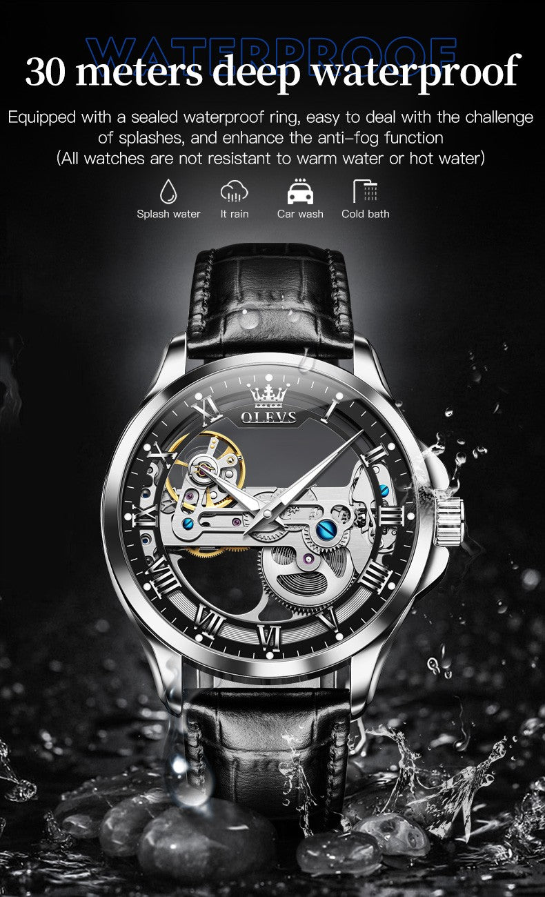 OLEVS Men's Skeleton Mechanical Watch