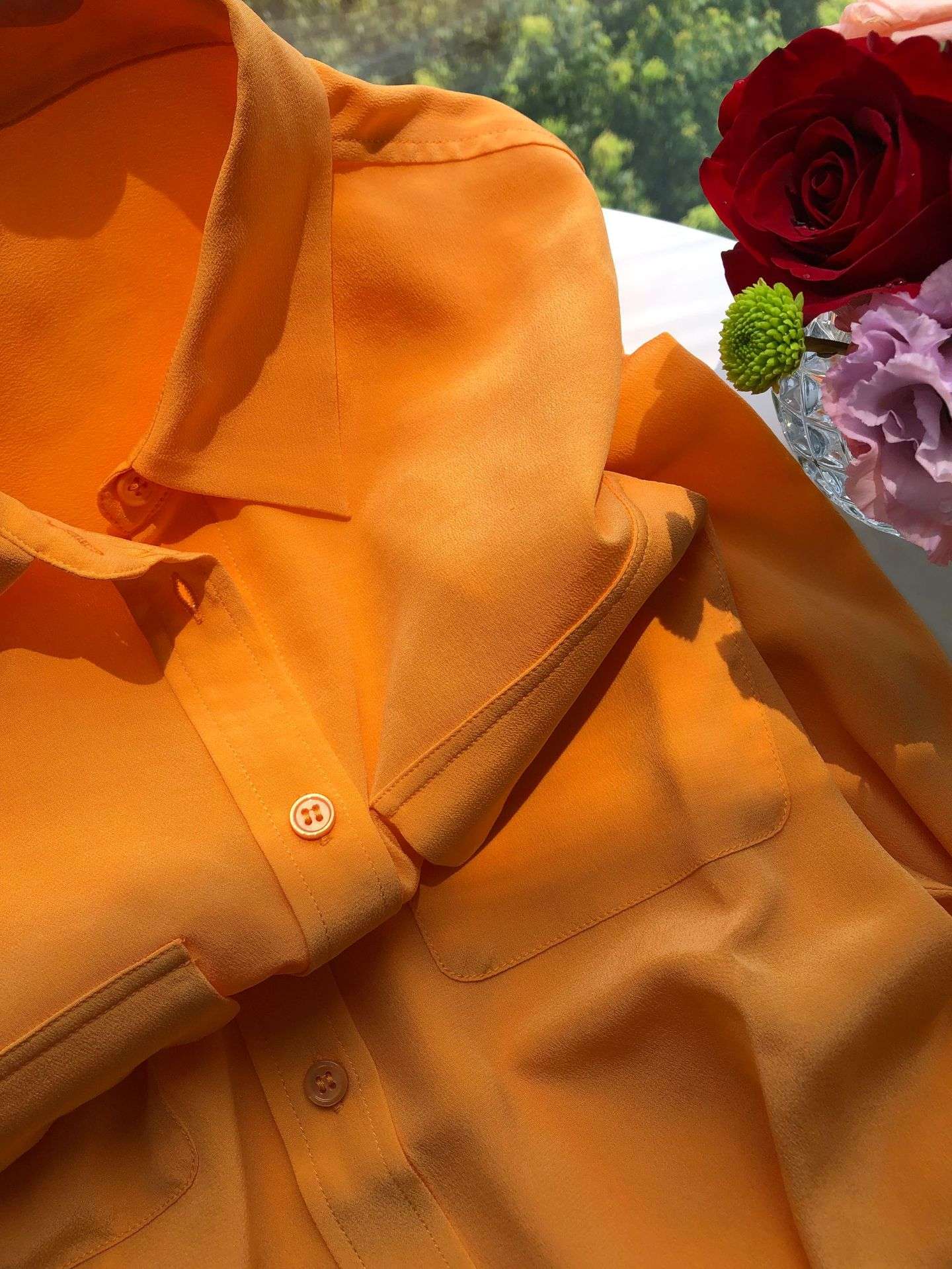 39 colors option draped sand-washed mulberry silk shirt blouse women classic