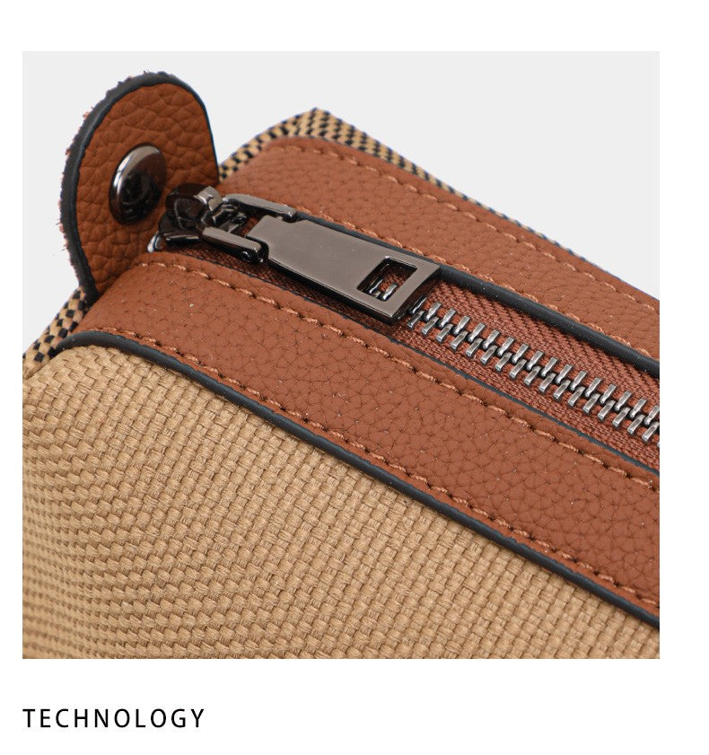 Aidrani Plaid Canvas and Leather Tote