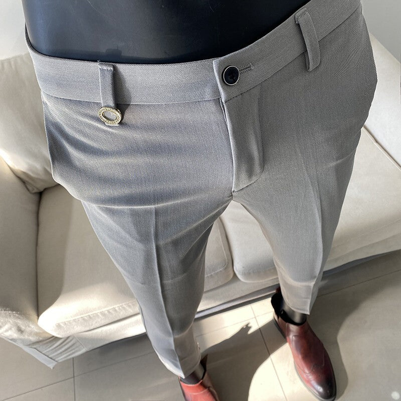 QUHNBGY Men's Slim-Fit Suit Pants