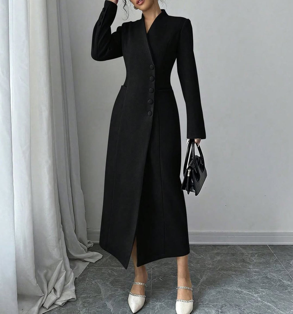 Elegant Women Blazer Dress Ankle Length Button Evening Dress Slim Fit Custom Formal Wear Party One Piece Elegant Women Blazer Dress Ankle Length Button Evening Dress Slim Fit Custom Formal Wear Party One Piece