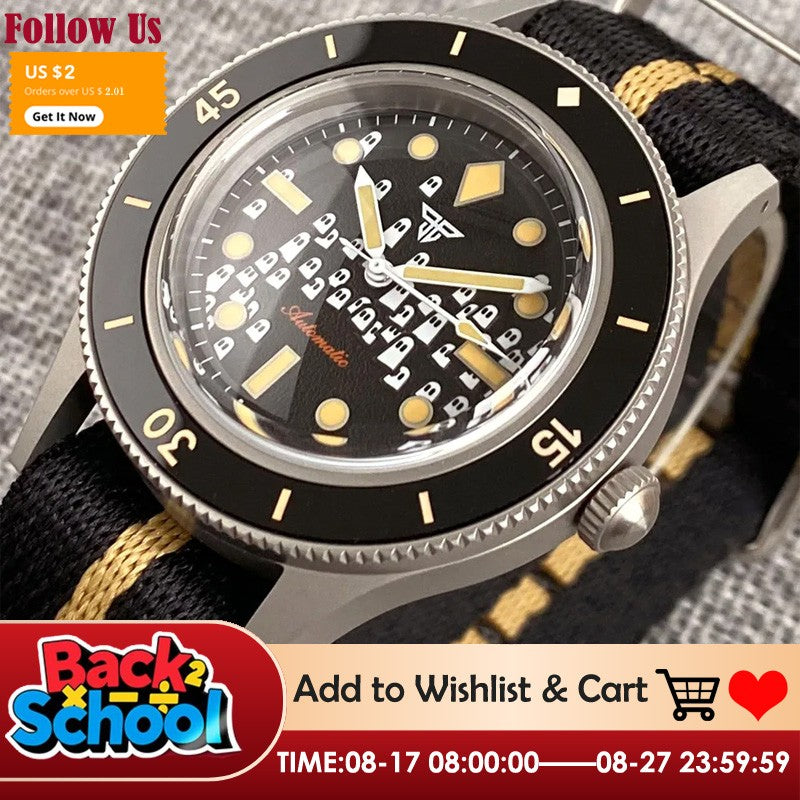 Tandorio Automatic Diver Watch: Sapphire Crystal & 200M