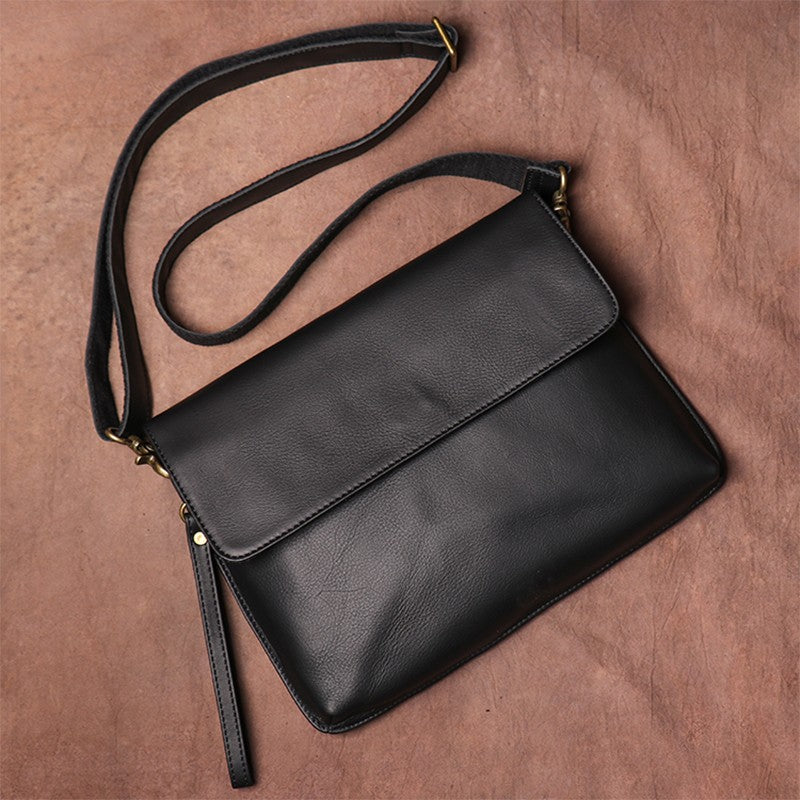 Luokir vintage genuíno couro crossbody saco de moda masculina simples ombro men