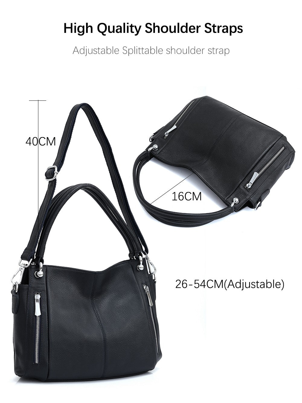 Zency 100% bolsa de couro genuíno feminino clássico simples vintage shopper to