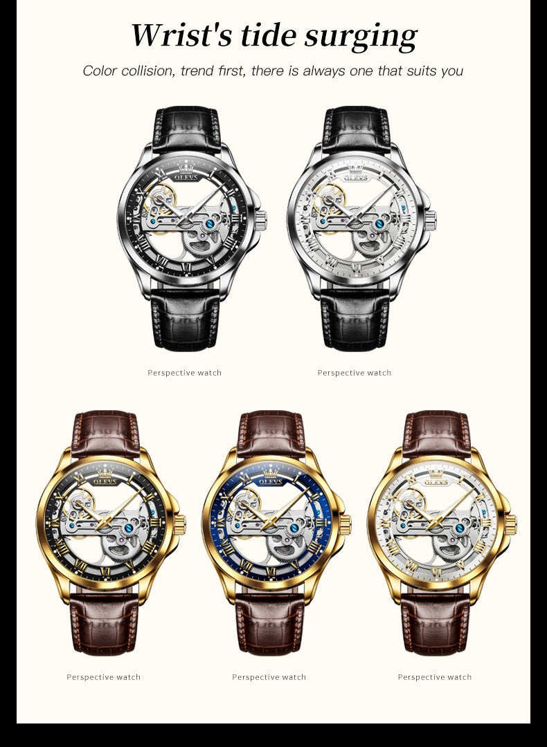 OLEVS Men's Skeleton Mechanical Watch