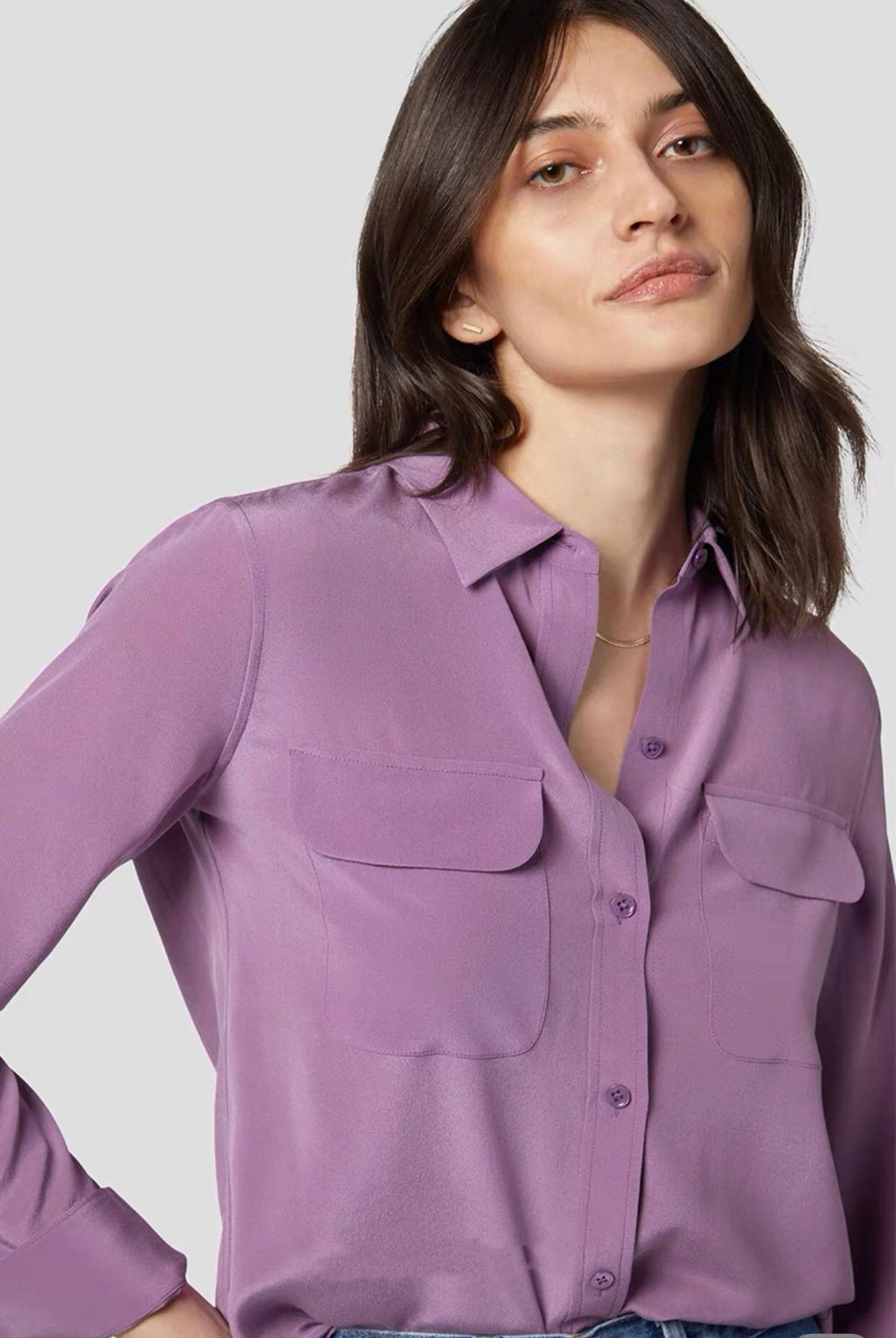 39 colors option draped sand-washed mulberry silk shirt blouse women classic