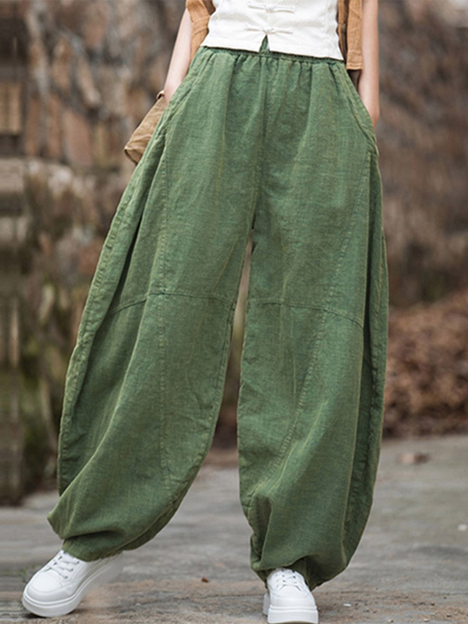 Women's Cotton Loose Wide Leg Pants, Vintage Yoga Pants with Elastic Waist Wide Leg Loose Wide Leg, StylishWomen's Cotton Loose Wide Leg Pants, Vintage Yoga Pants with Elastic Waist Wide Leg Loose Wide Leg, Stylish
