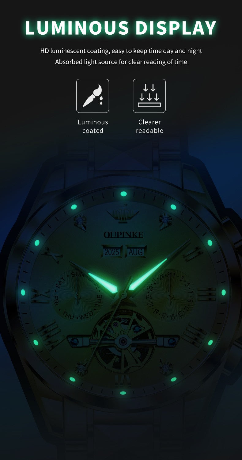 OUPINKE 3240 Skeleton Flywheel Multifunctional Automatic Mechanical Watches for Men 44mm Big Dial Tungsten Steel Luxury Watch OUPINKE 3240 Skeleton Flywheel Multifunctional Automatic Mechanical Watches for Men 44mm Big Dial Tungsten Steel Luxury Watch