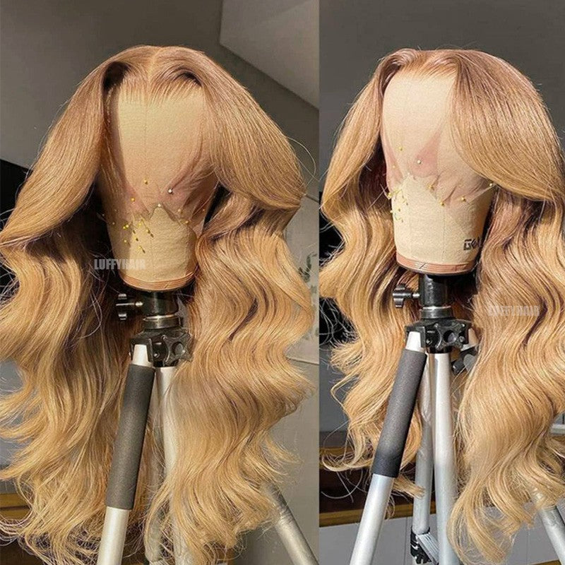 LUFFYHAIR Long Wavy Brazilian Remy Human Hair Wig