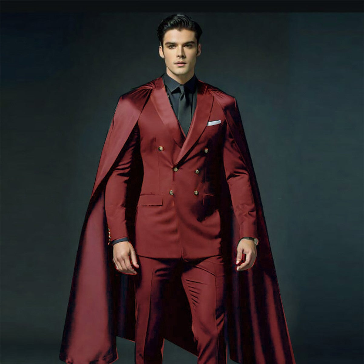 Modern Men's Wedding Suits 2 Pieces with Detachable Capes Plus Size Custom Groom Tuxedo Show Party Men's Attire Modern Men's Wedding Suits 2 Pieces with Detachable Capes Plus Size Custom Groom Tuxedo Show Party Men's Attire