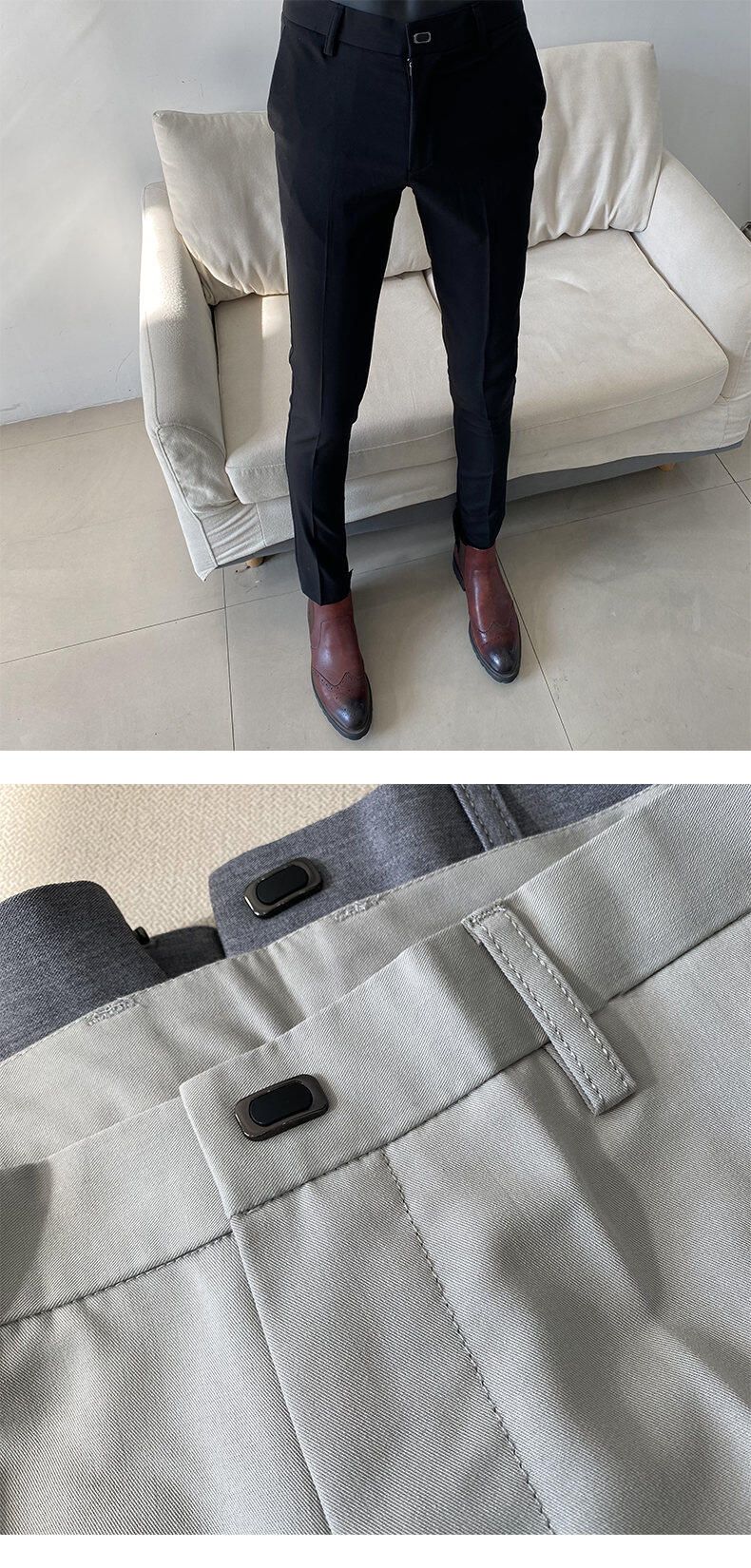 QUHNBGY Men's Slim-Fit Suit Pants